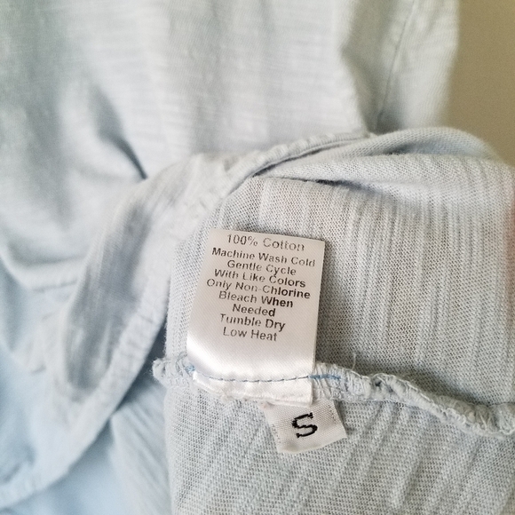 WILT Slub Cotton Powder Blue Asemetrical Relaxed Fit Shirt Top Small - Picture 9 of 9